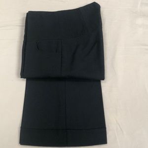 High waisted boot leg cuffed trousers.